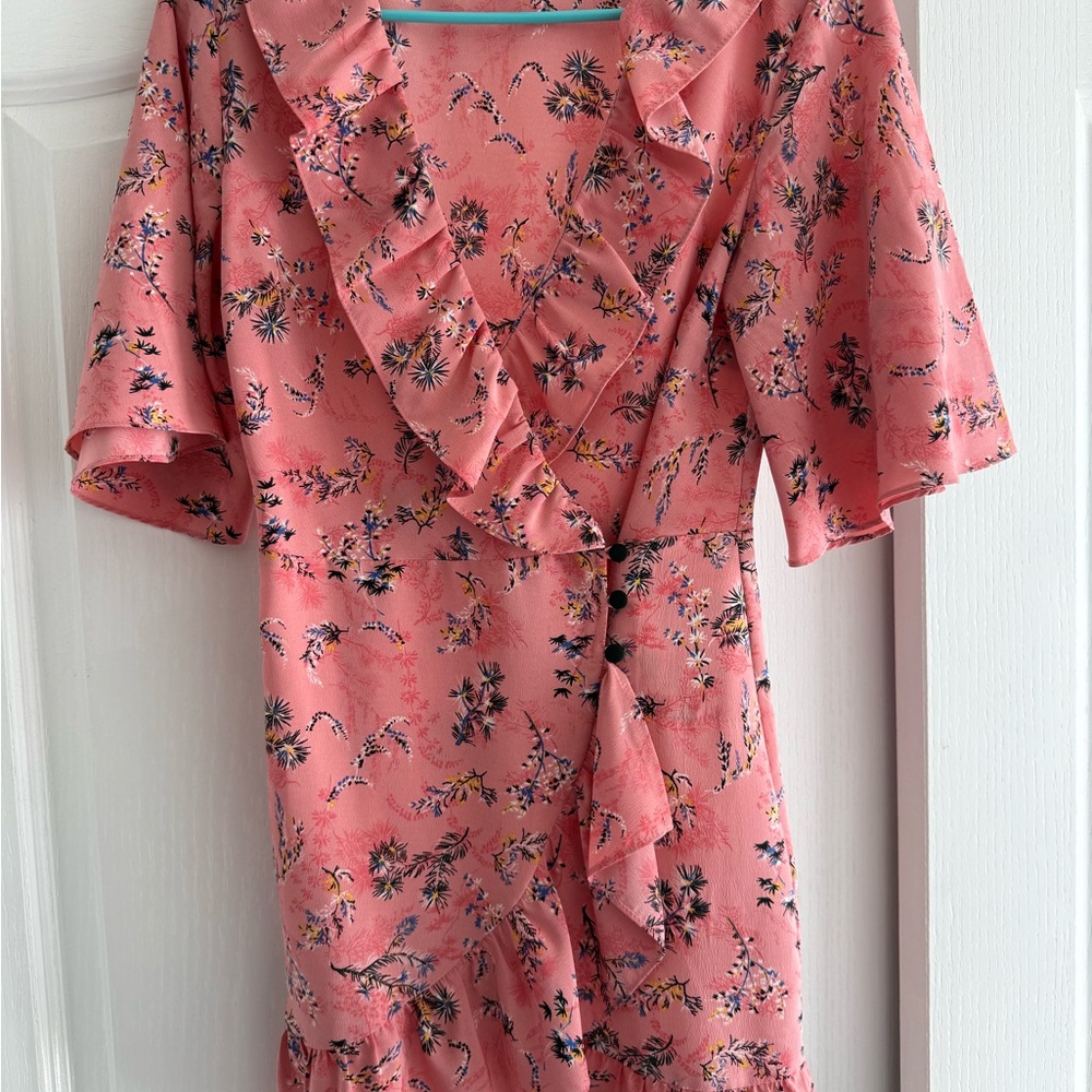 Topshop Pink Floral Midi Dress